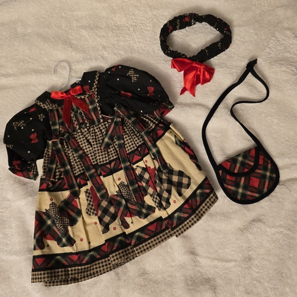Daisy Kingdom Vintage Doll Scottie Dog Dress NWT 17"-19" Purse Hair Scrunchie - Picture 1 of 10